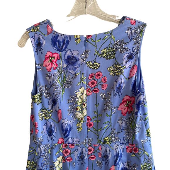 TALBOTS 6P Dress Floral Scalloped Neckline Blue Fit and Flare - Picture 10 of 15
